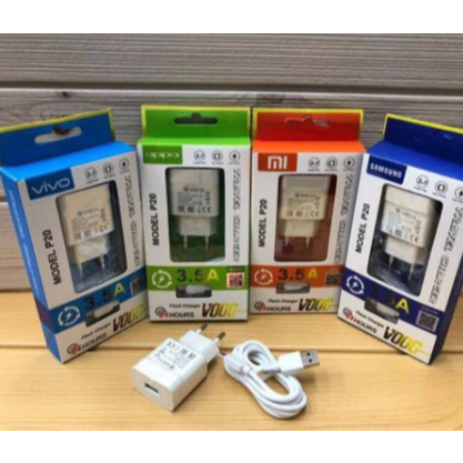 Charger Branded P-20 3.5A Vooc Fast Charging Charger Branded P20 3.5A 1USB V8 Micro USB / Casan P20 