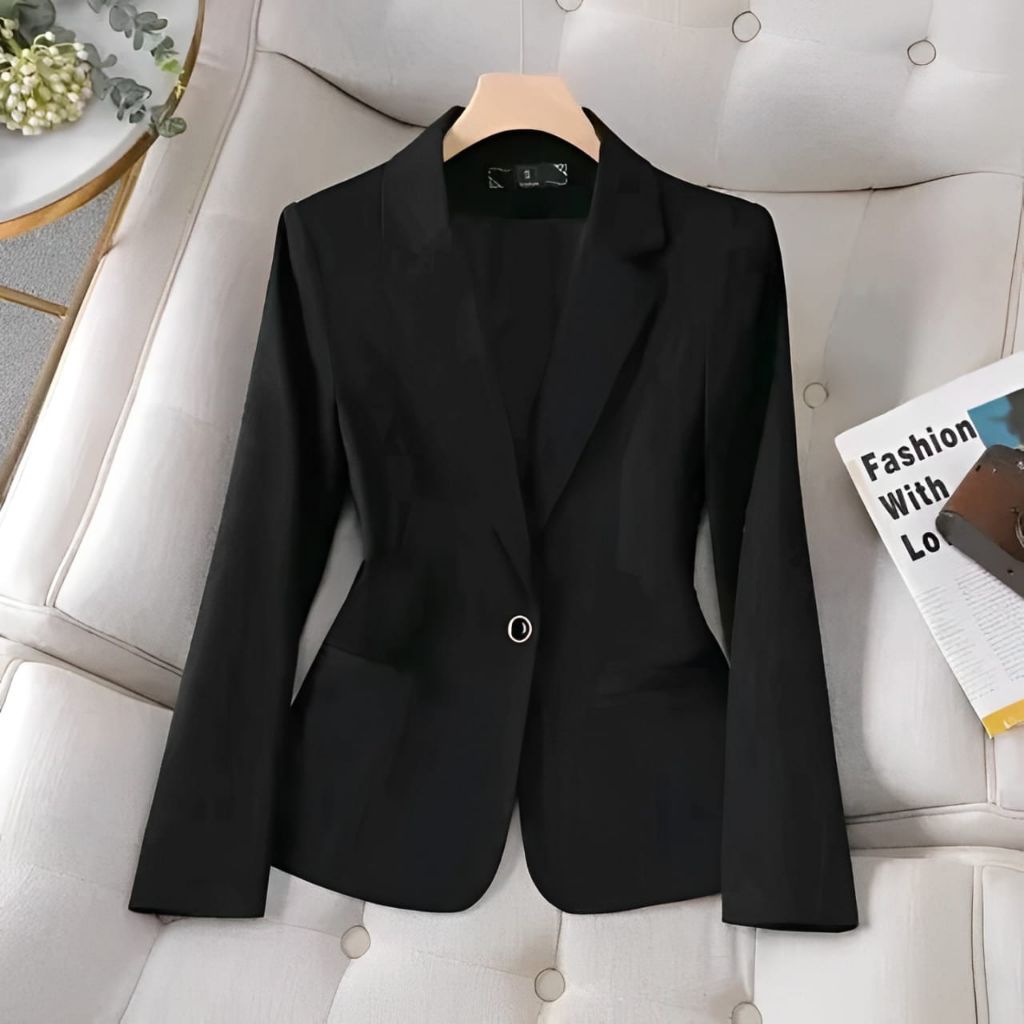 Jas blazer Wanita Lengan Panjang/Jas Blazer Wanita Kerja Kancing Satu Slimfit