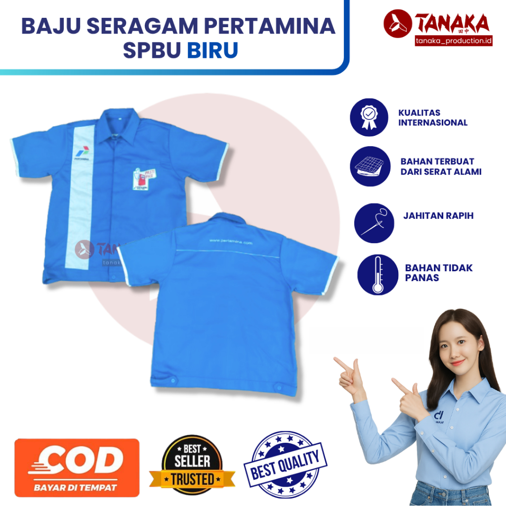 Baju Pertamina Biru | Baju Spbu | Seragam Spbu Biru | Seragam Pertamina