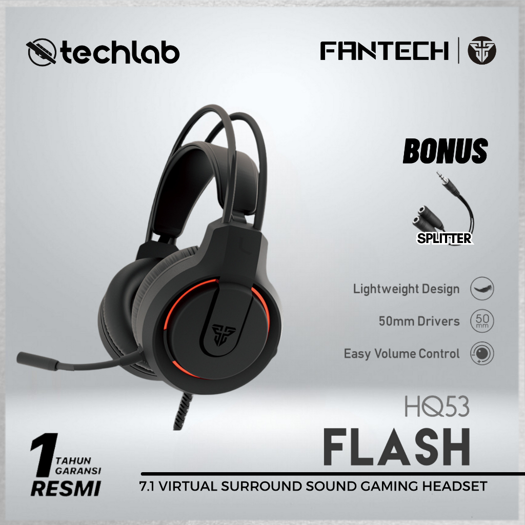 Fantech HQ53 Flash Lightweight Wired Gaming Headset / Headphone / HQ-53 Flash