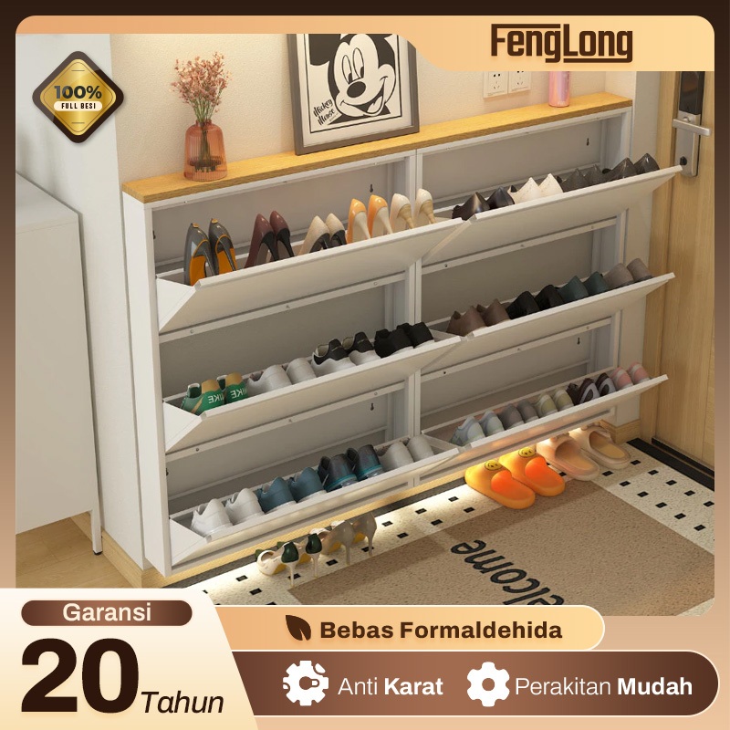 Lemari Sepatu Aluminium - Lemari Sepatu Besi - Lemari Sepatu Susun Tertutup - Rak Sepatu Dinding