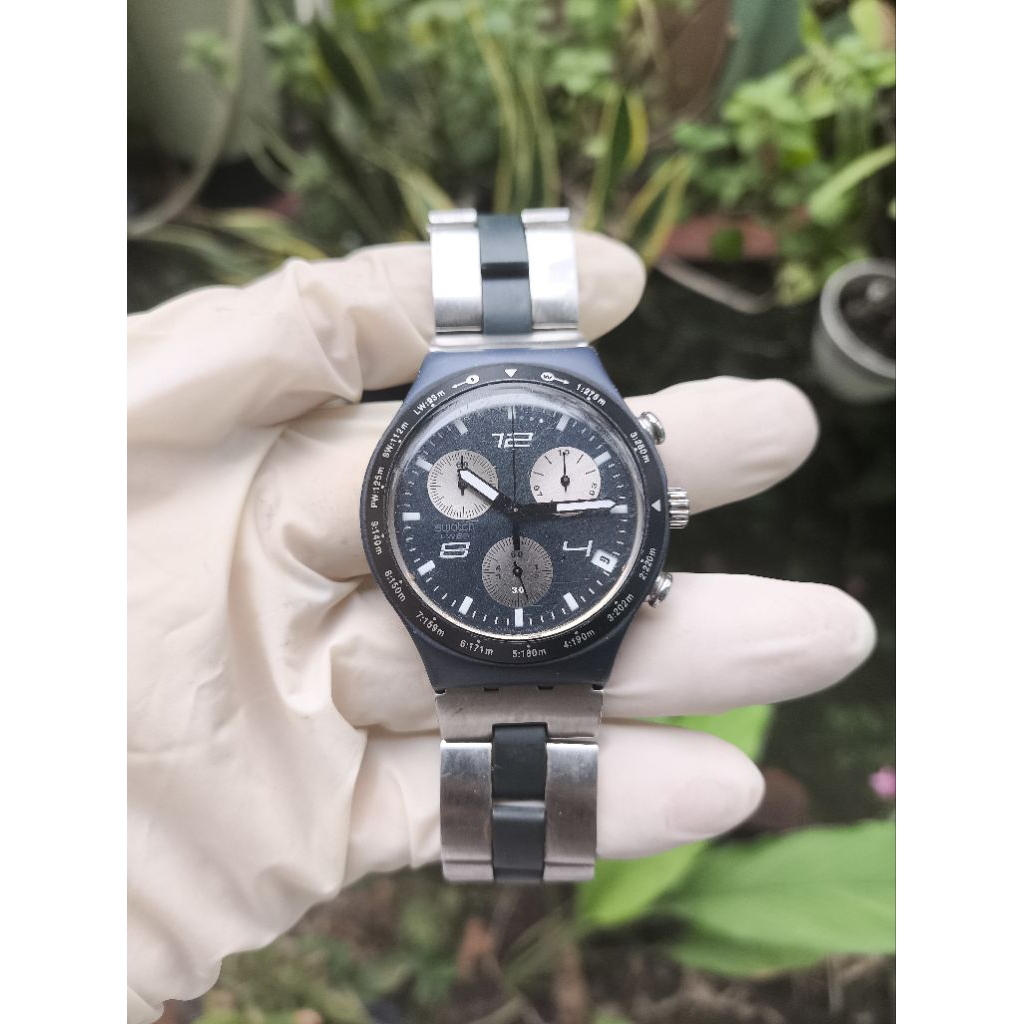 (Harga Net) Jam Tangan Swatch Irony Chronograph Alumunium All Original Swiss Made Fungsi2 Normal Chr