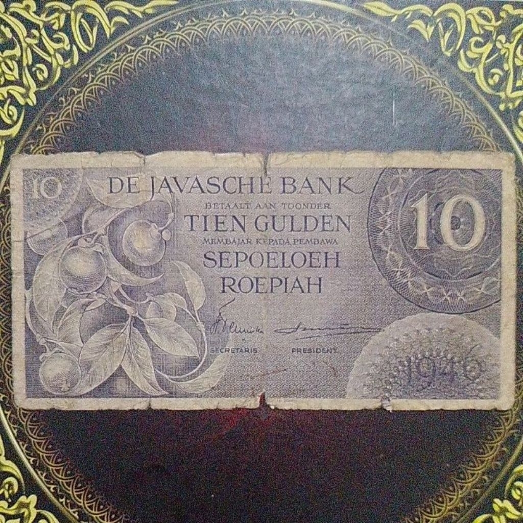 Uang De Javasche Bank seri federal 10 gulden 1946 fine
