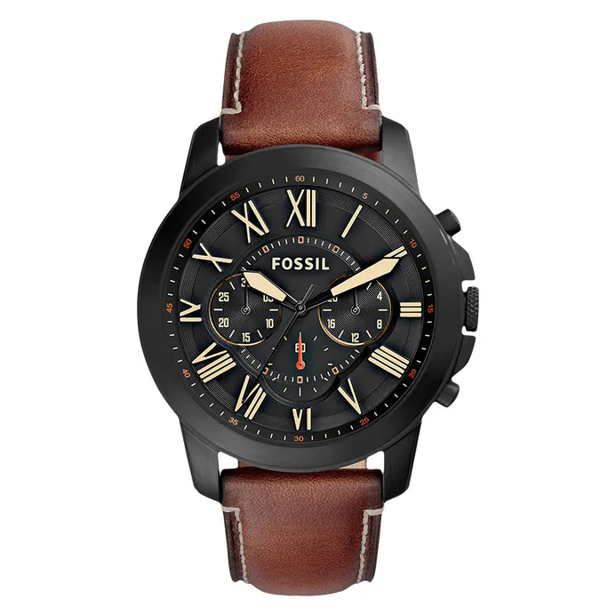 Jam Tangan Pria FOSSIL FS5241 Black Dial Leather Strap