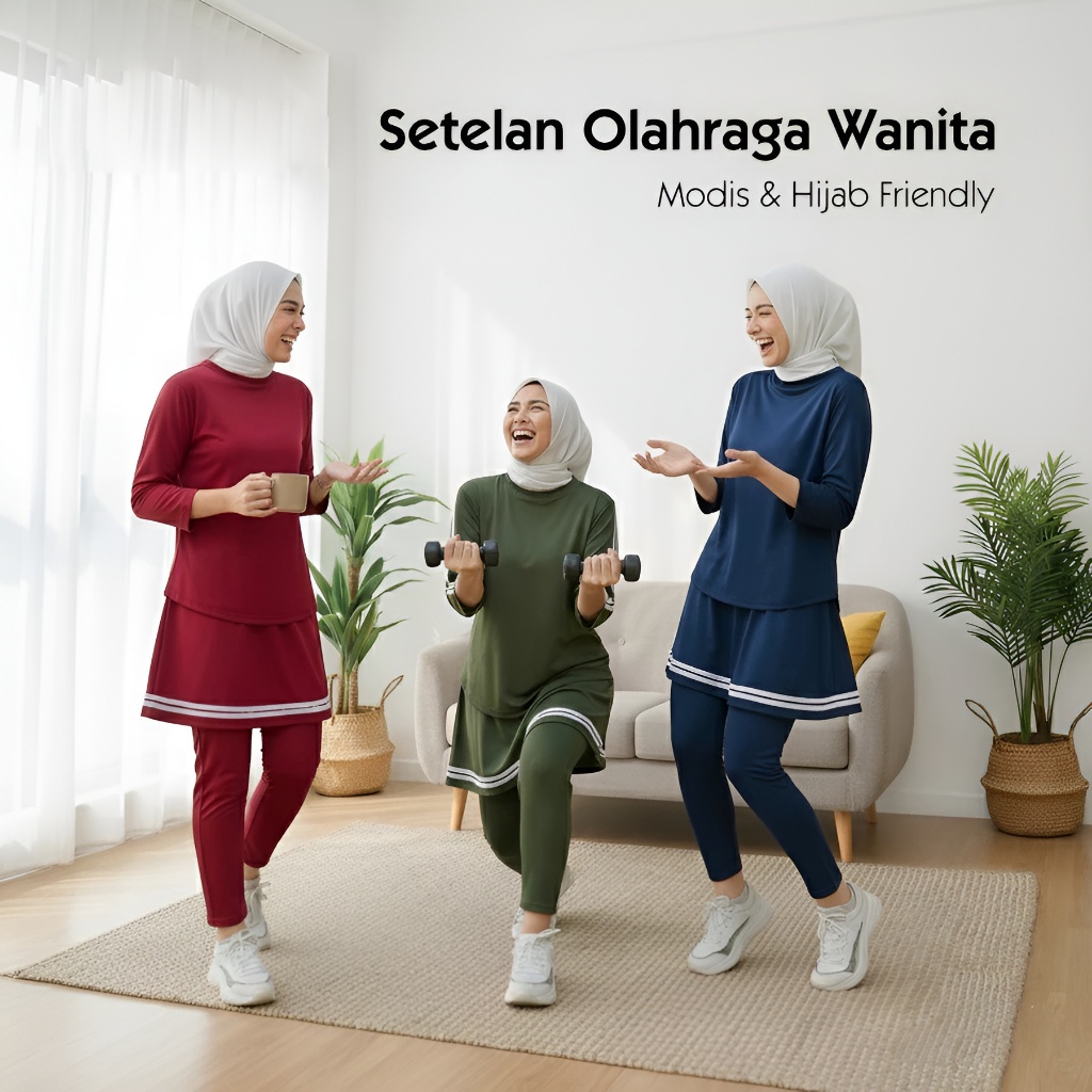 Satu Set Baju Celana Rok Olahraga Wanita Jersey