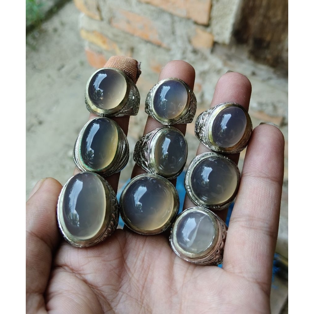 cincin Cimpago biru dan anggur kristal ring alpaka