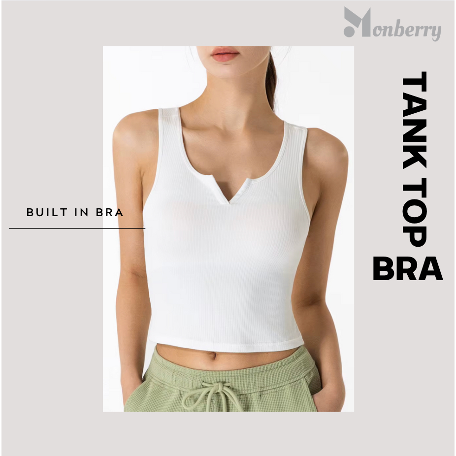 Kaos Tank Top Bra Wanita Monberry TB1E Dalaman Pakaian Dalam Fashion Sporty Gym Olahraga Basic Solid