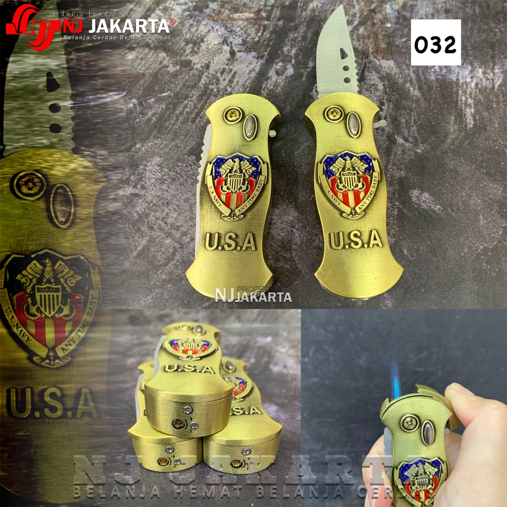 Korek Api Gas Pisau Pengapian Las Isi Ulang Gas Model Pisau U.S. Navy / Korek Pisau