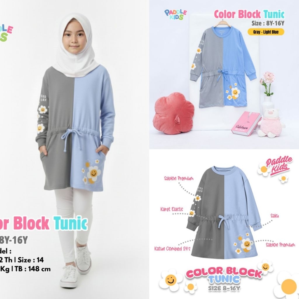 Sweater Tunik Kaos Anak Perempuan Remaja Paddle Kids 7-15 Tahun