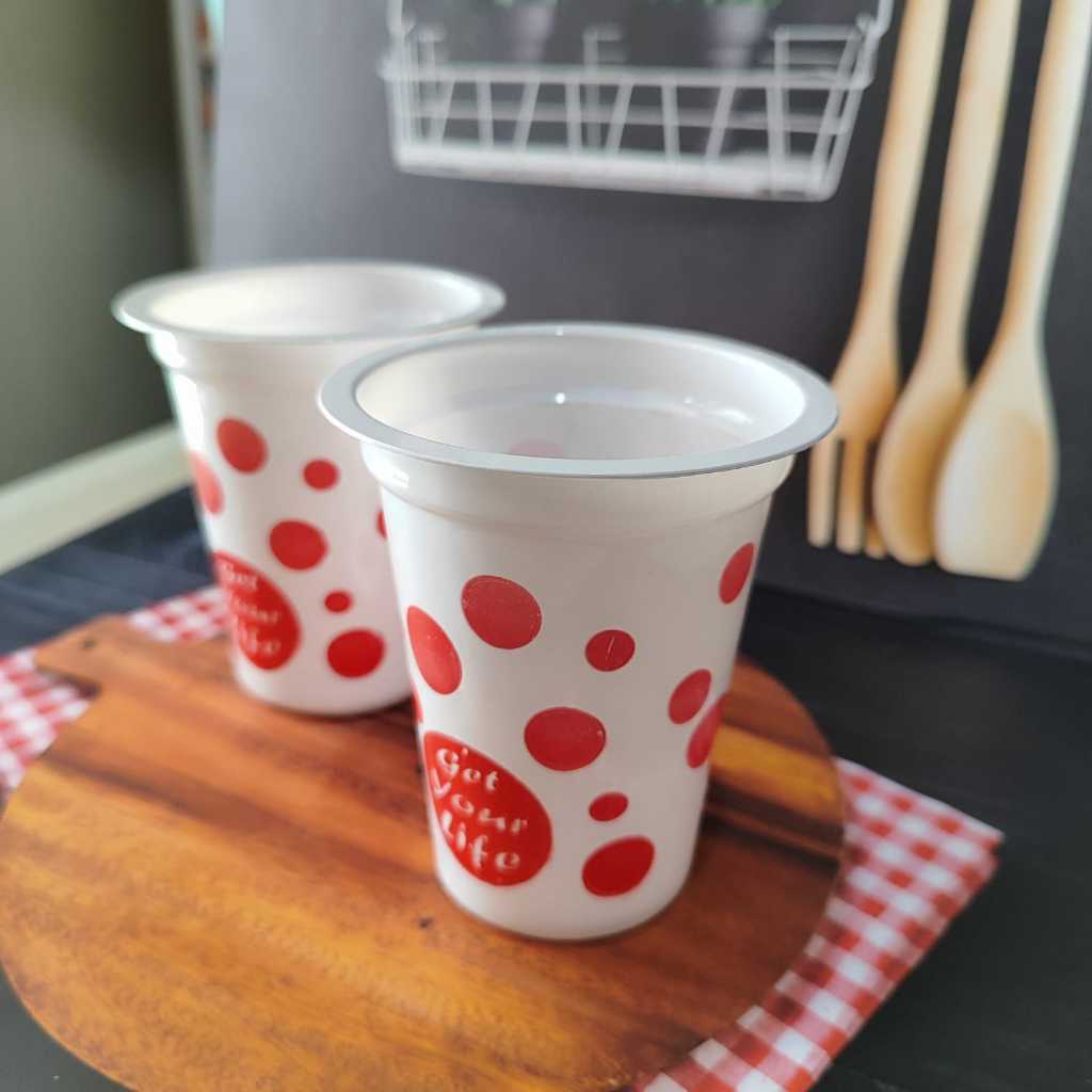 Gelas plastik cup bola-bola /gelas plastik polkadot bola putih isi 50 pcs