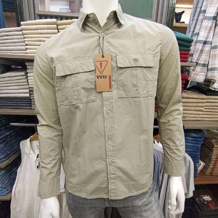 kemeja Terbaru  lengan panjang polos watchout jeans slim ukuran S sampai 2Xl