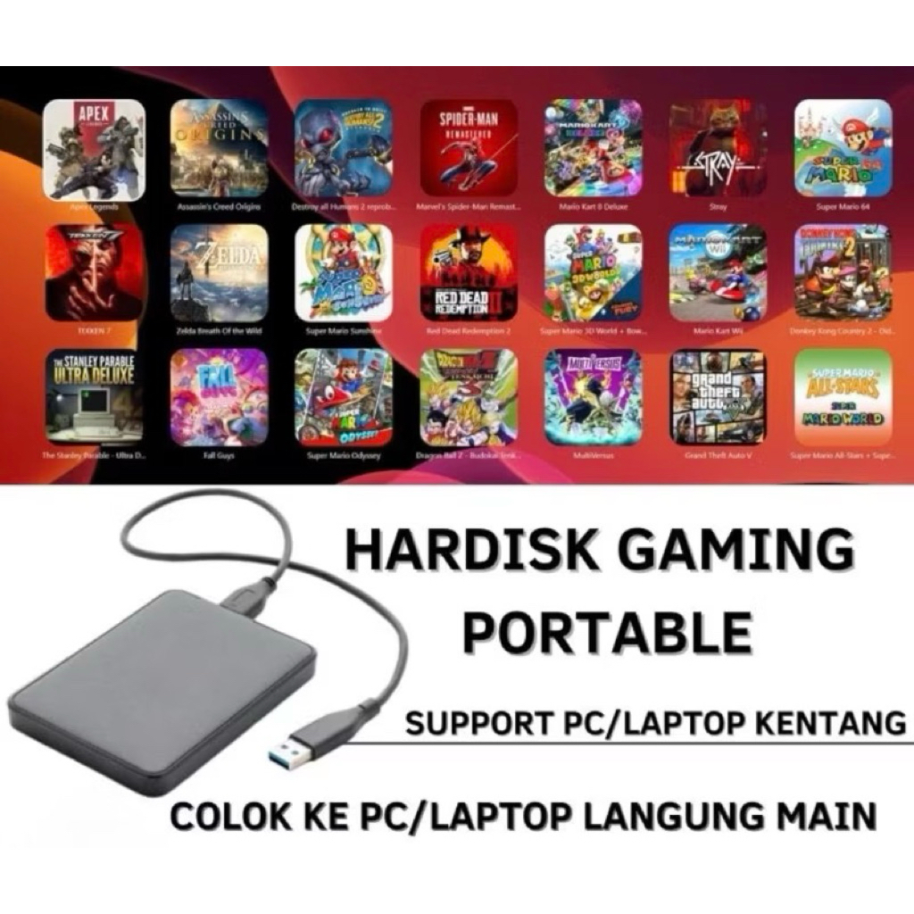 FULL GAME Hdd eksternal hardisk Laptop PC Komputer 250GB 320GB