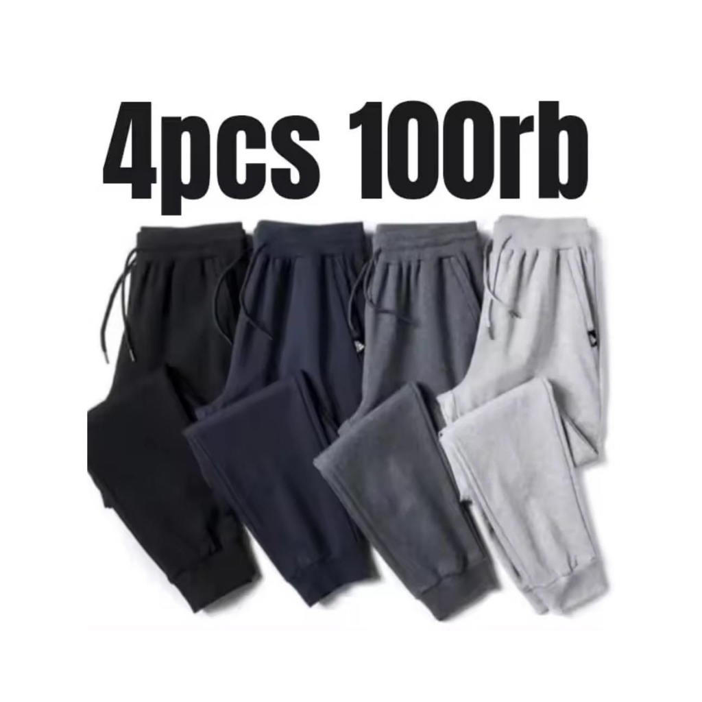 PAKET HEMAT 90RB DAPAT 4 PCS CELANA JOGGER POLOS BABYTERY CELANA PANJANG PRIA CELANA TRAINING TRAINI