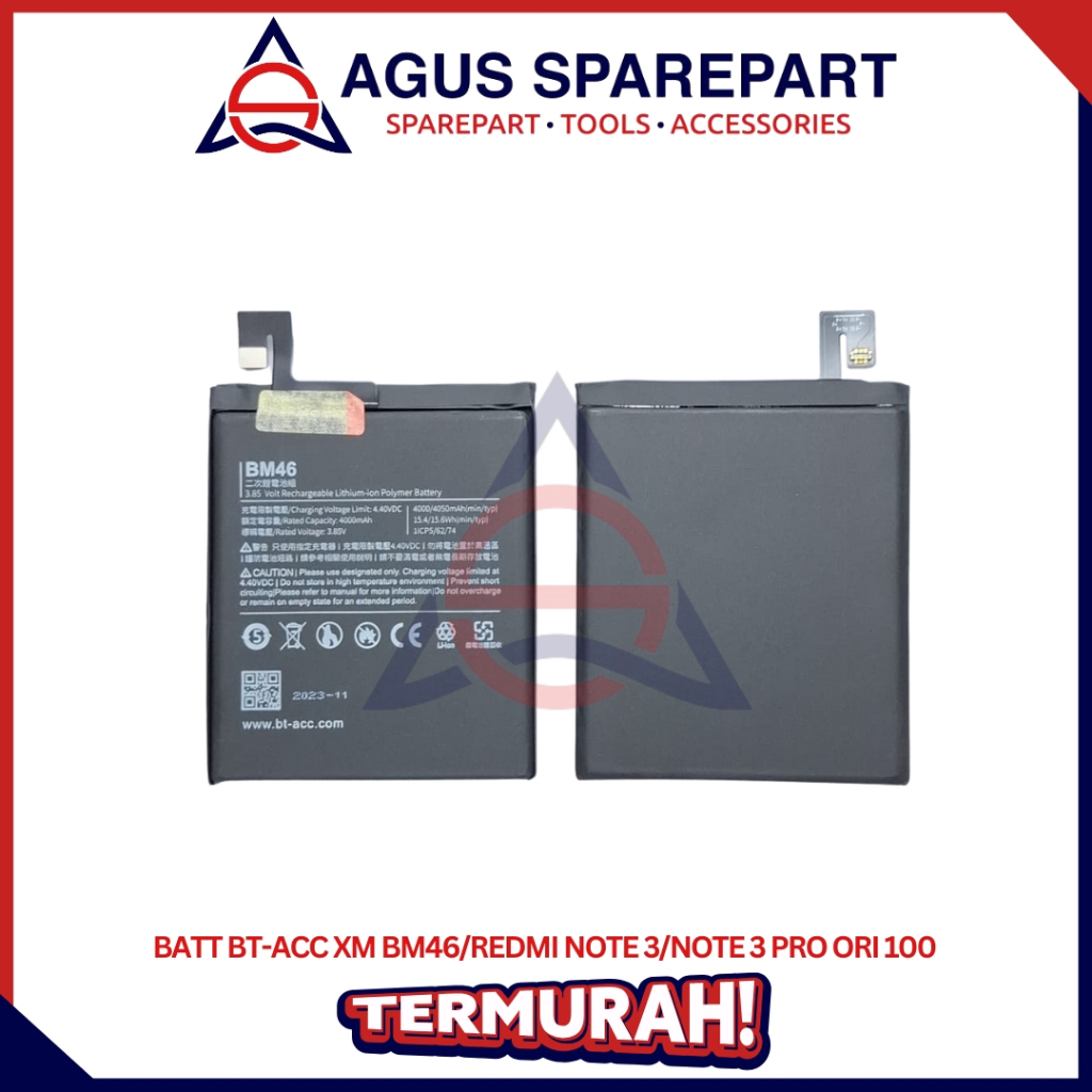 BATERAI XIAOMI BM46 / REDMI NOTE 3 / REDMI NOTE 3 PRO ORI / BATRE / BATTERE / BATTERY