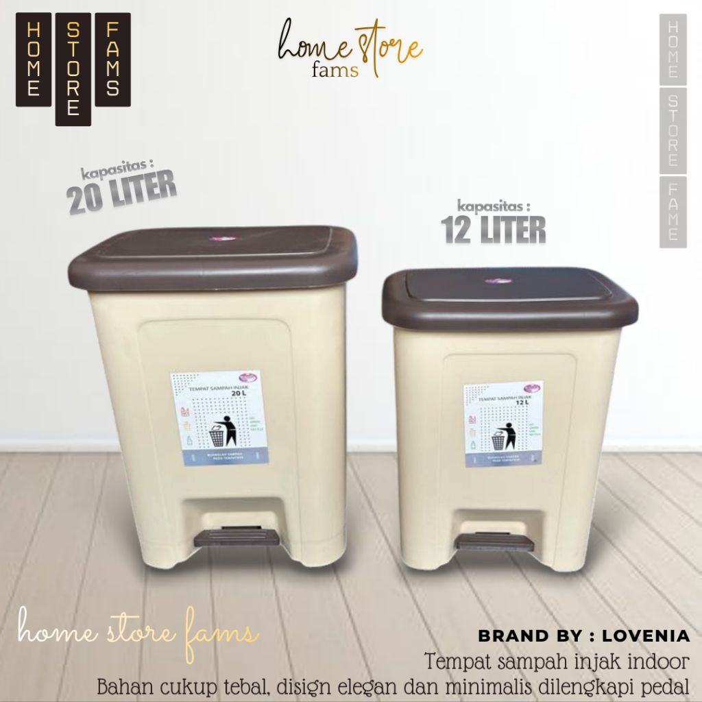 Lovenia - Tempat Sampah Injak Minimalis 12 Liter & 20 Liter Indoor - Dustbin Mini - Tempat Sampah Pe