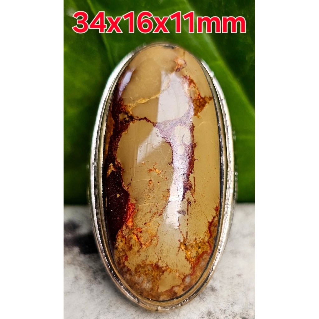 Natural Batu Pirus Cokelat Serat Hitam Ceplok Jumbo