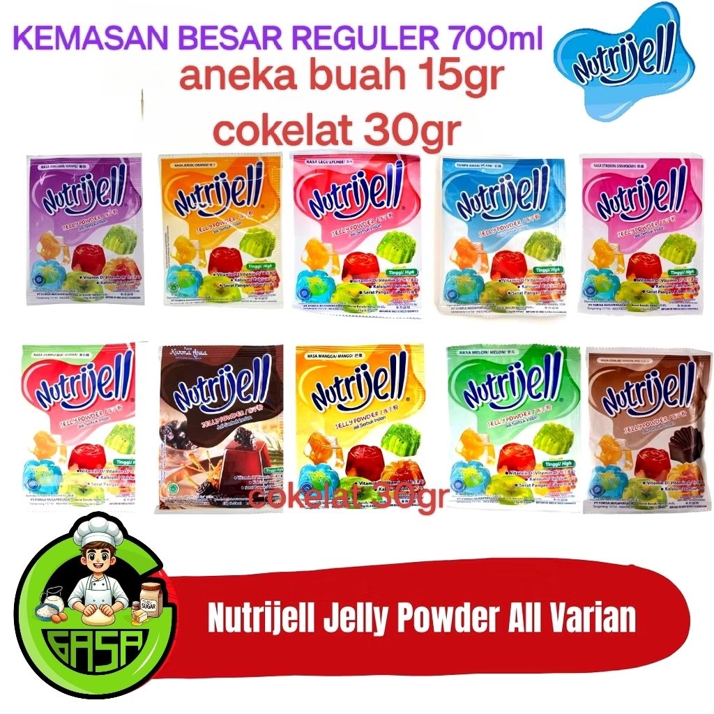 15gr NUTRIJELL BESAR REGULER ANEKA RASA / COKLAT 30gr (Jelly Powder Instant) Nutrijel/puding nutrije
