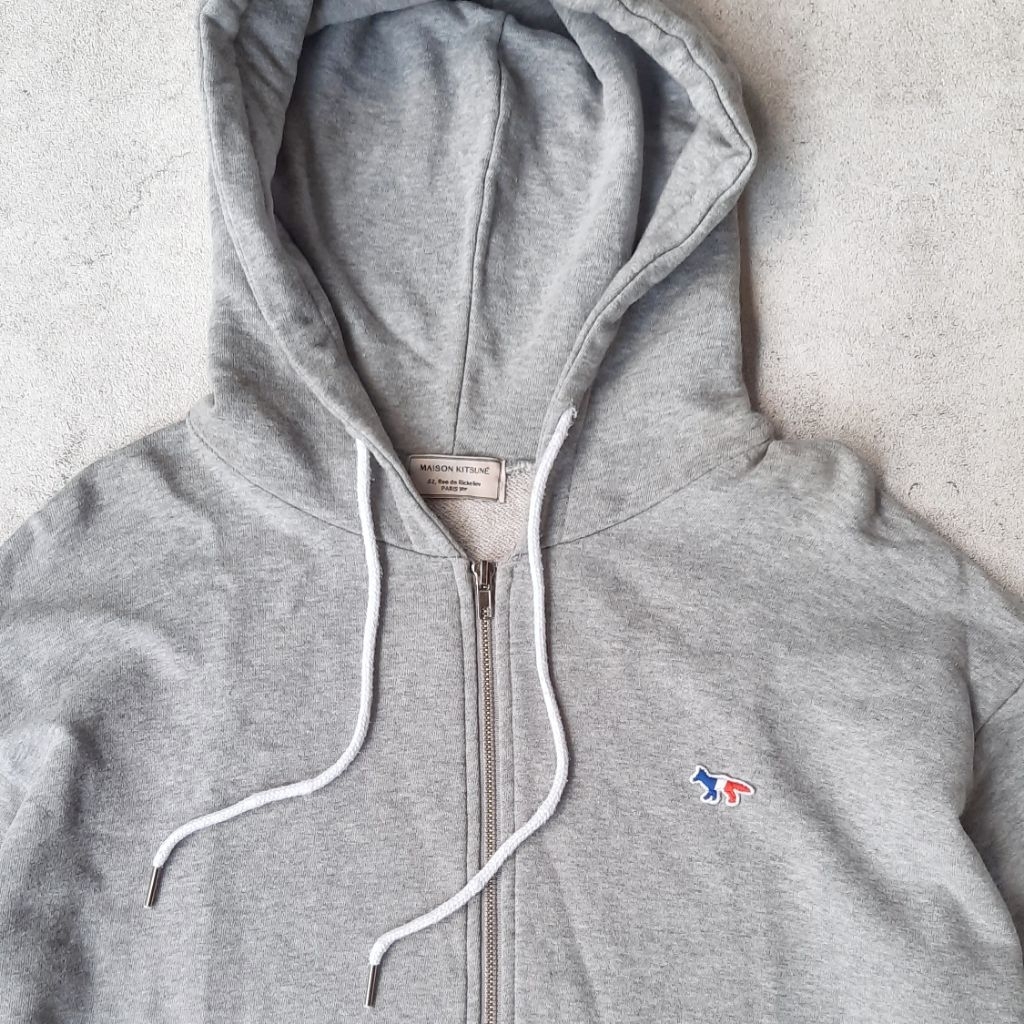 Maison Kitsune Tricolor Fox Patch Zip Hoodie Size L-XL