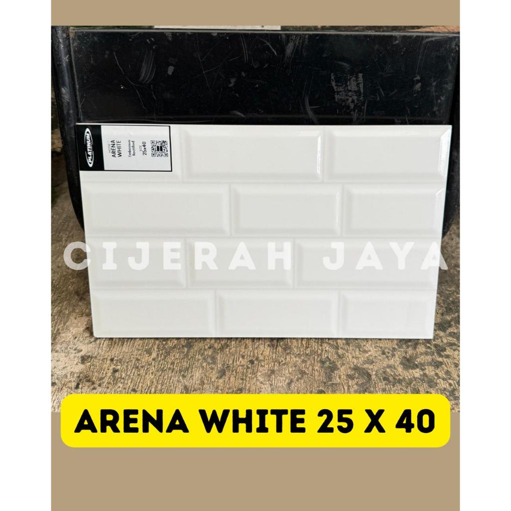 KERAMIK ASIA 25X40 ARENA WHITE EMBOSSED / KERAMIK DINDING DAPUR KAMAR MANDI 25X40 SUBWAY BATA HITAM 