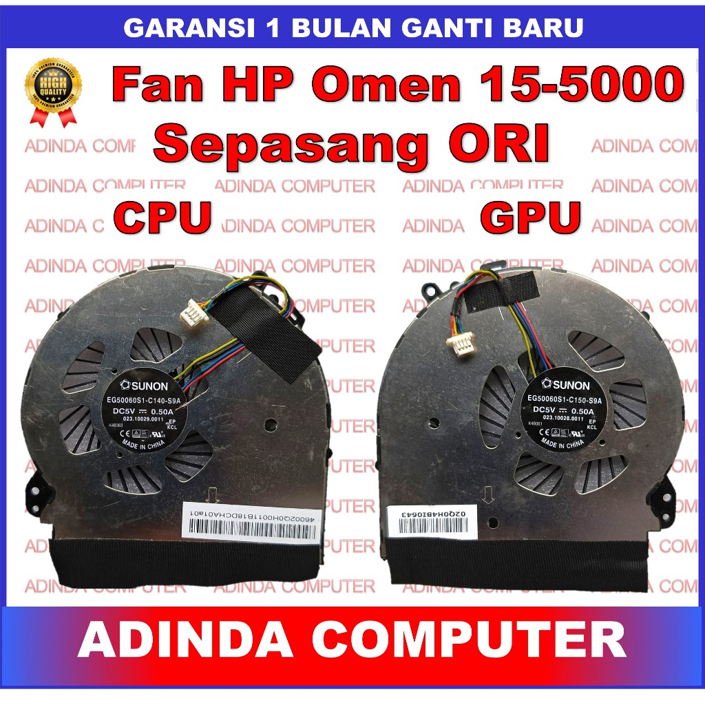 Kipas Fan HP Omen 15-5000 15-5000NA 15-5000NC 15-5010NR 15-5100 15-5113TX CPU Kanan GPU Kiri ORI