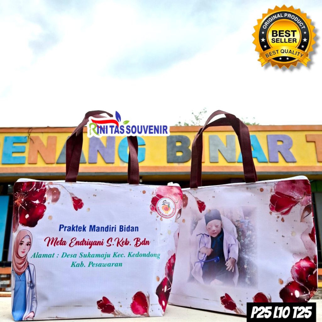 TAS SOUVENIR RESLETING BIDAN TAS PARTUS BIDAN GAMBAR/DESAIN DEPAN DAN BELAKANG BEST SELLER