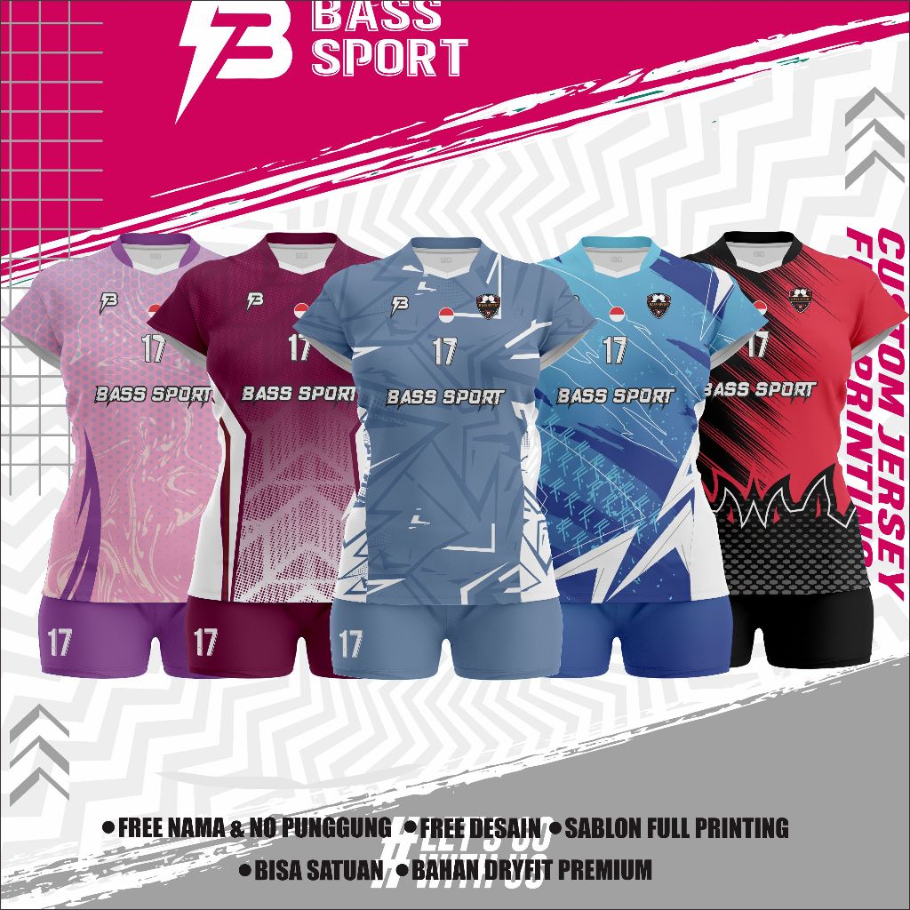 Jersey Volly printing jersey volly cewe wanita kaos volly jersey olahraga jerser badminton wanita