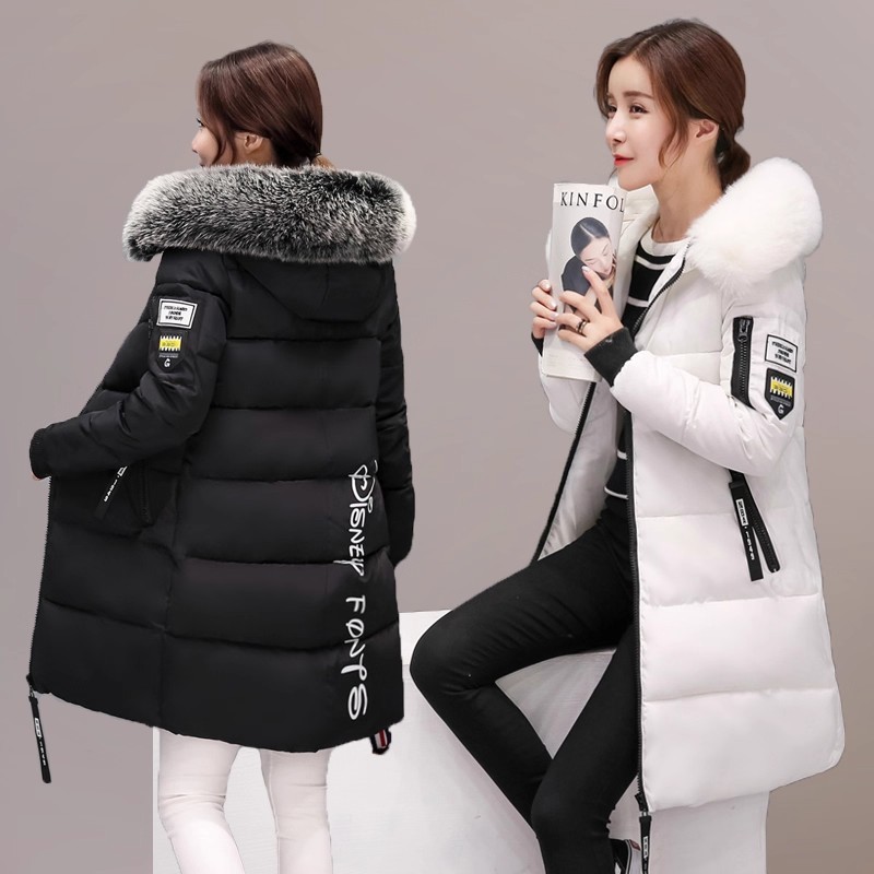 Jaket Musim Dingin Wanita Korea Panjang Tebal Elegan – Jaket Bulu Leher Besar Hoodie Stylish Anti Di