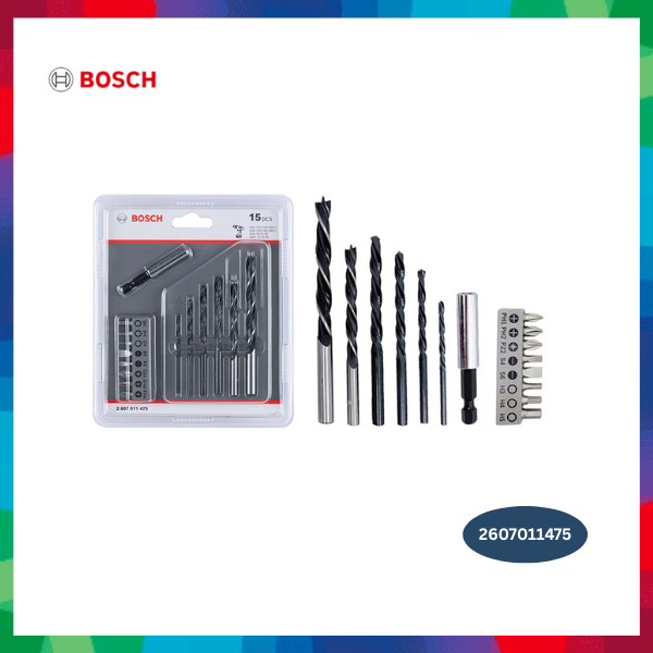 Bosch 15 Pcs Wood & Metal Drill Bit Set – Mata Bor Kayu & Besi Original