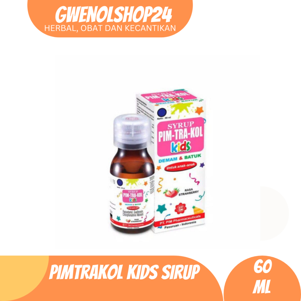 Pimtrakol Strawberry Kids Syrup - Demam Batuk Anak 60 ml
