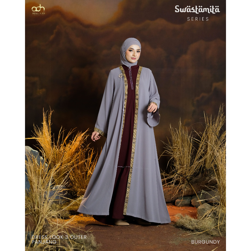 Gamis Abaya Baju Muslim SWASTMITA | Abaya Wanita Muslim Mewah Simple Syari Remaja Dress Hitam