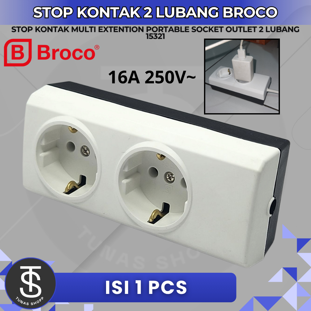 STOP KONTAK 2 LUBANG BROCO 15321/ STOP KONTAK 2 LUBANG BROCO 15321 / Stop Kontak Broco 2 Lubang / St