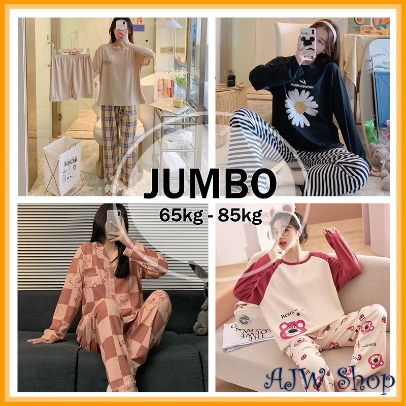 AJWShop Piyama JUMBO Wanita Import | Baju Tidur Jumbo | Piyama Oversize Wanita Dewasa | Baju Tidur W