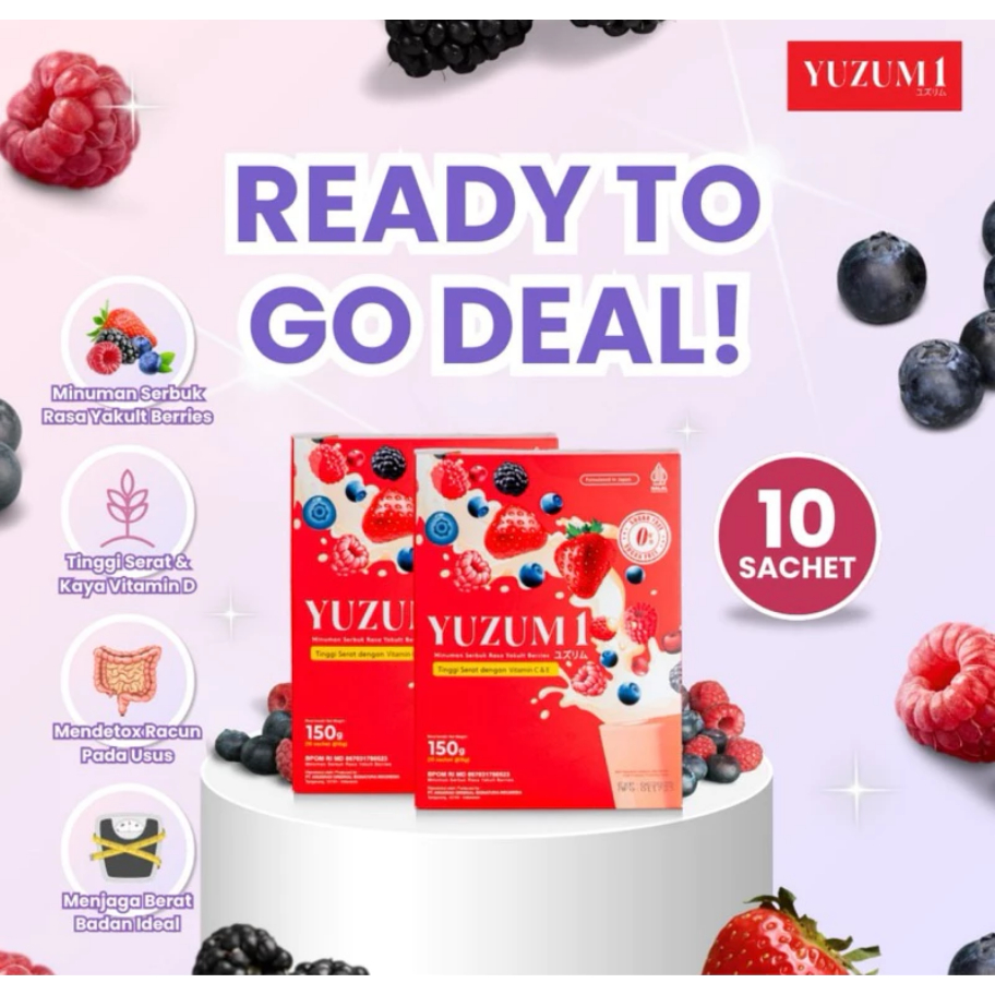 Yuzumi Rasberry VEGAN FIBER DRINK 100% ORIGINAL & HALAL 10 SACHET