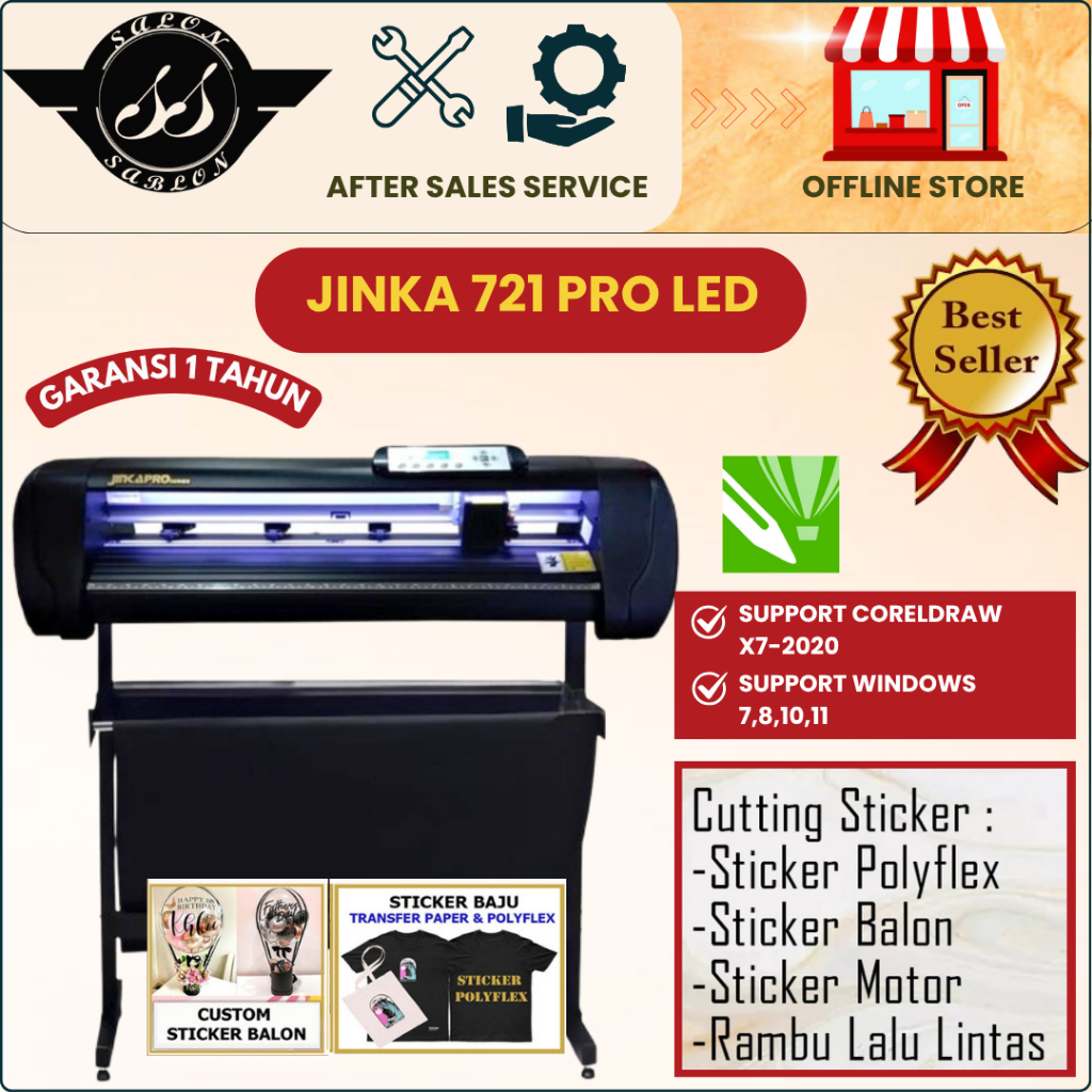 Mesin Cutting Sticker Jinka 721 Pro Led / 721 Pro AC ( Auto Contour ) - CORELDRAW