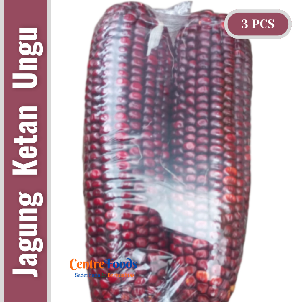 Jagung Ketan Ungu Segar - Sayur Jagung Ungu Merah Pulen Original Fresh | Isi 3 Pcs - 500-600gr [ Har