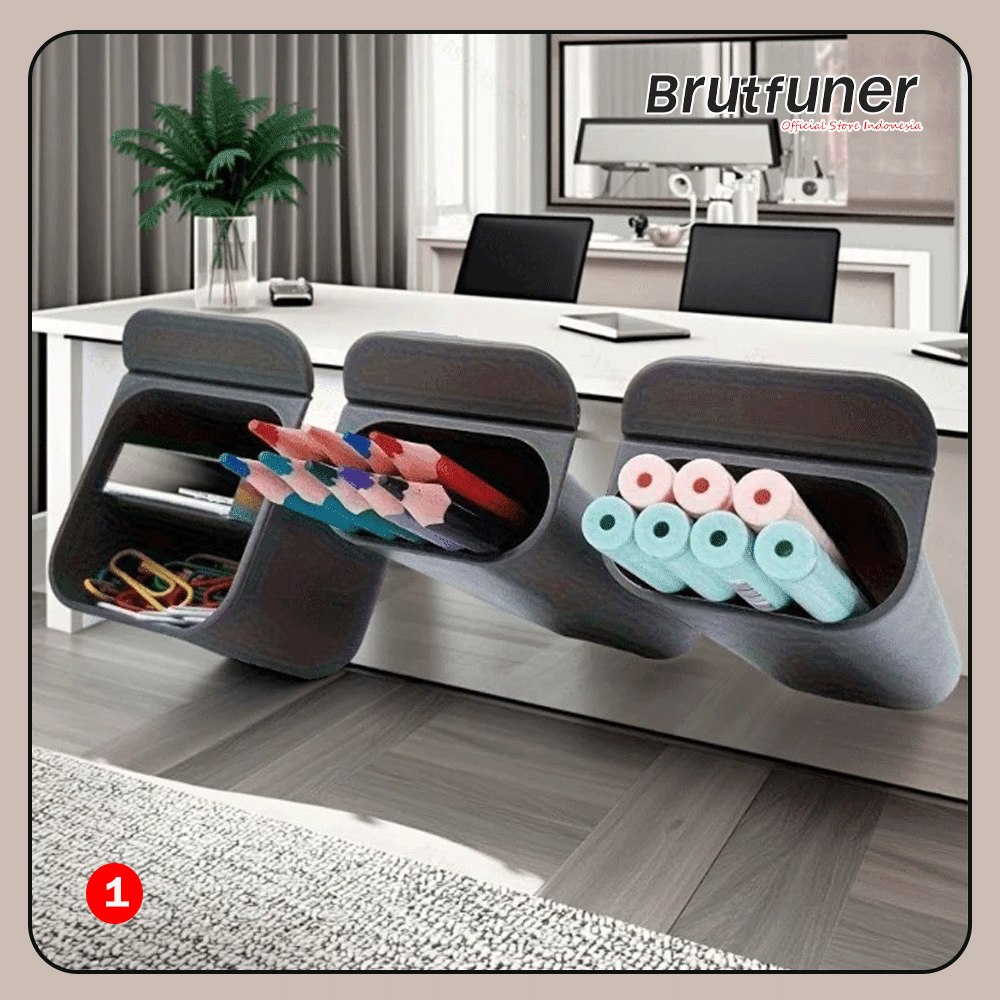 Brutfuner Holder Pena Pensil Multifungsi Monitor Meja Organizer Serbaguna Tinggal Tempel