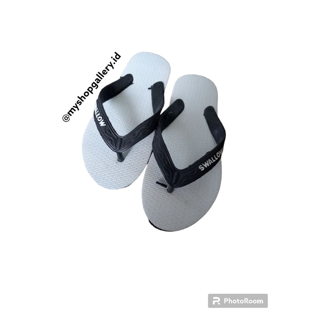 Sandal Swallow Hitam dan Putih Sandal Dewasa Simpel Sandal Harian