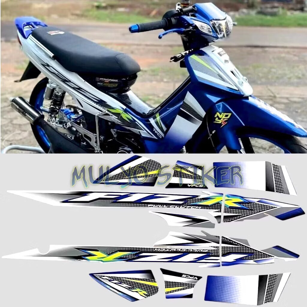 STRIPING STICKER LIS LES POLET Yamaha fizr fiz r f1 zr 2004 biru putih variasi