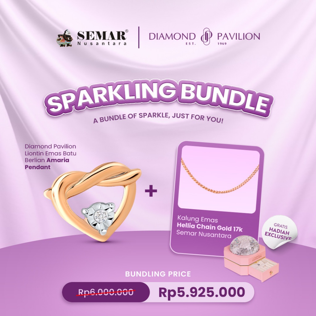 [BUNDLE] LIONTIN AMARIA DIAMOND PAVILION & KALUNG EMAS HELIA 17K SEMAR NUSANTARA