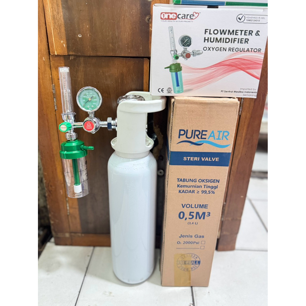 Pureair Tabung Isi Oksigen 0,5 M3 + isi + regulator / tabung oksigen 0.5 kubik