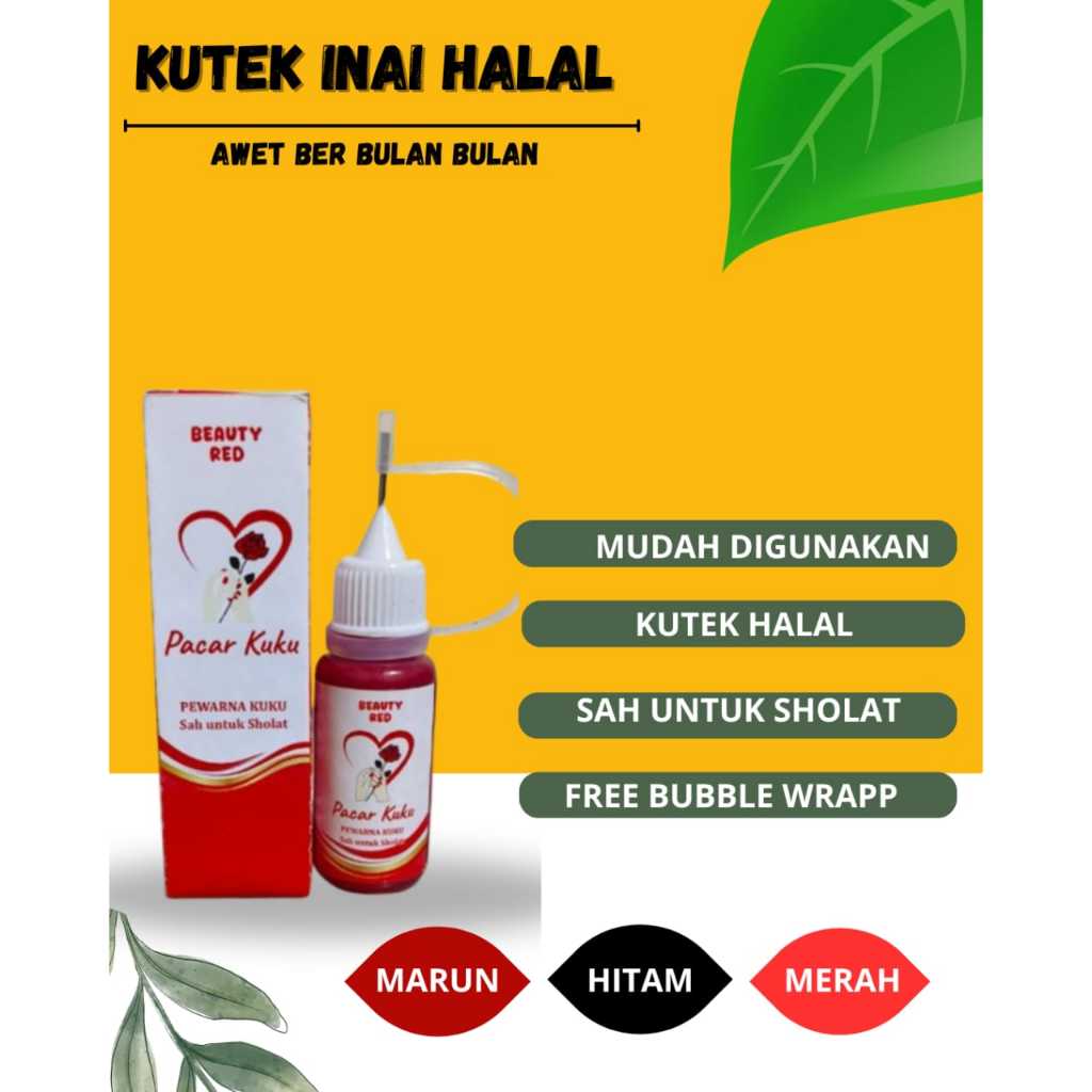 COD - Inai Kuku Halal Kutek Muslimah Bisa Untuk Sholat Cat Warna Halal Pitek BPOM Kutek Inai Kuku Te