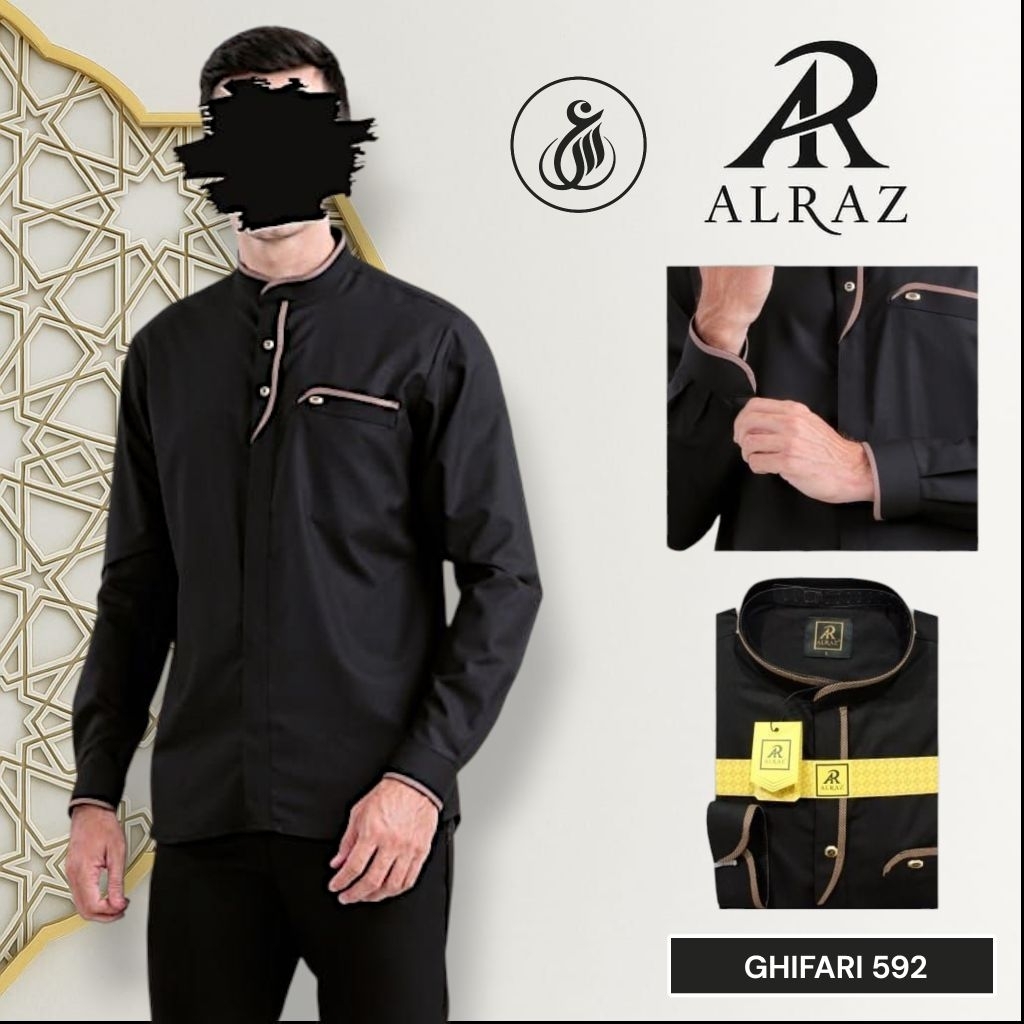 Koko Al Raz Premium Hitam Lengan Manset Model Ghifari