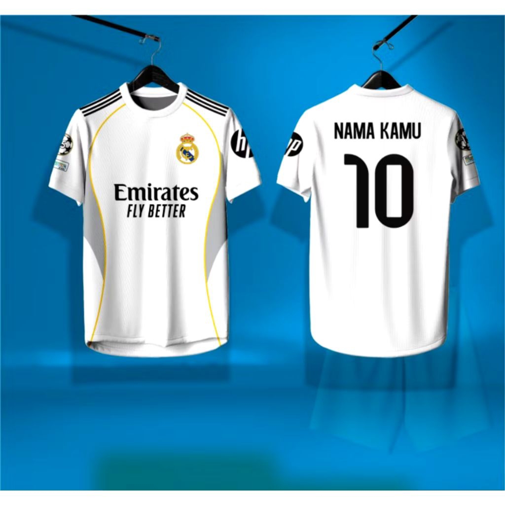 (Gratis Costum nama) Jersey RealMadrid Home Away Musim 2025/2026 jersey mbappe anak terbaru desain m