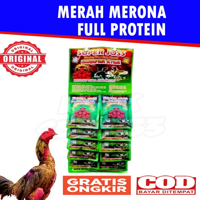 SUPER JOSS Extra Fooding Sachet Original untuk Ayam Aduan Isi 18 Butir