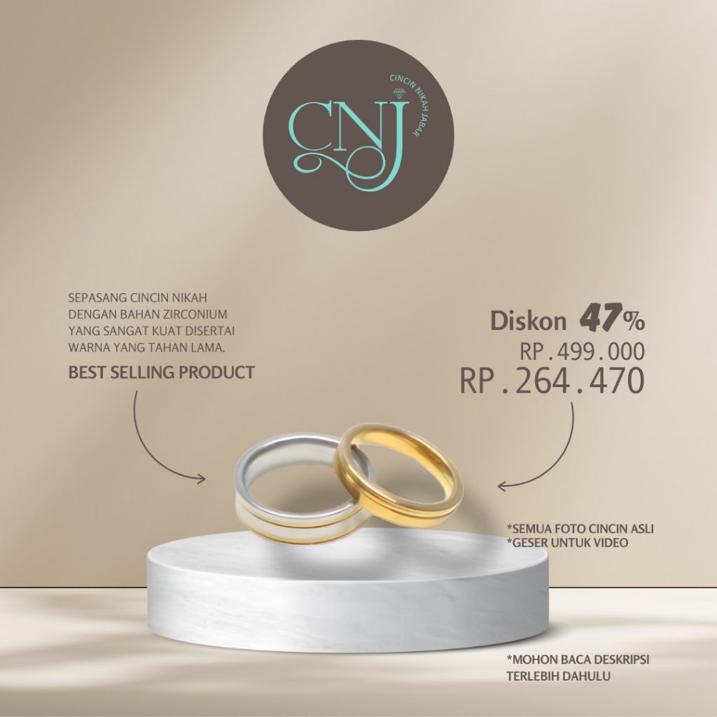 Cincin Nikah Zirconium Sepasang