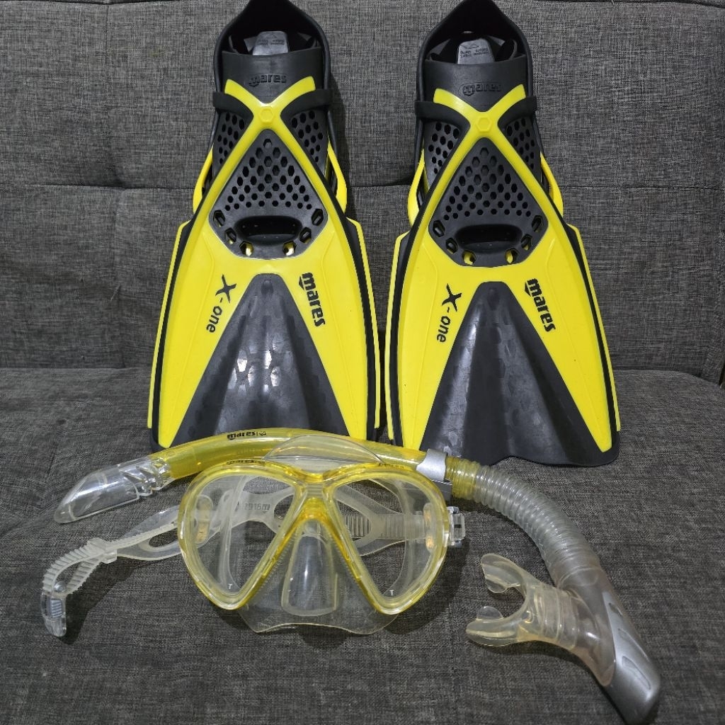 1 set MARES FIN SELAM Kacamata Selam Snorkel diving fin Mares X-One 35-38