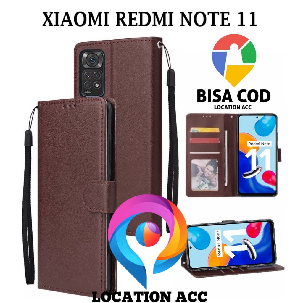 XIAOMI REDMI NOTE 11 FLIP LEATHER CASE PREMIUM - FLIP WALLET CASE KULIT UNTUK XIAOMI REDMI NOTE 11 -