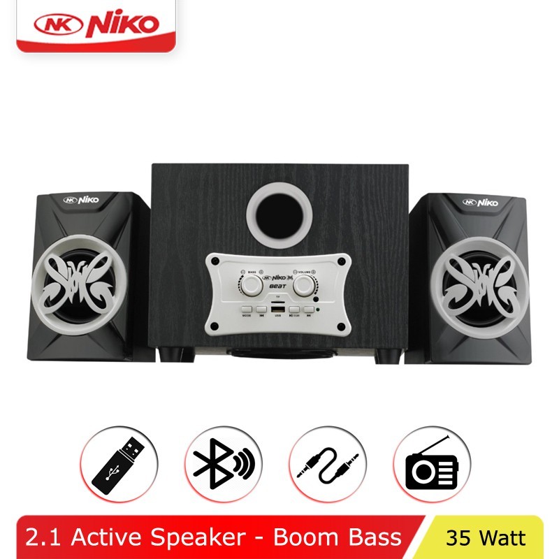 Speaker NIKO SLANK BEAT Bluetooth Subwoofer | Speaker Stereo Bluetooth Xtra Bass Subwoofer | FMS
