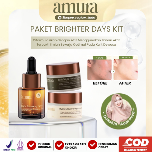 Amura Brightening Set Mencerahkan Wajah Melembapkan Glowing dan Bebas Kusam Serum Day & Night Cream