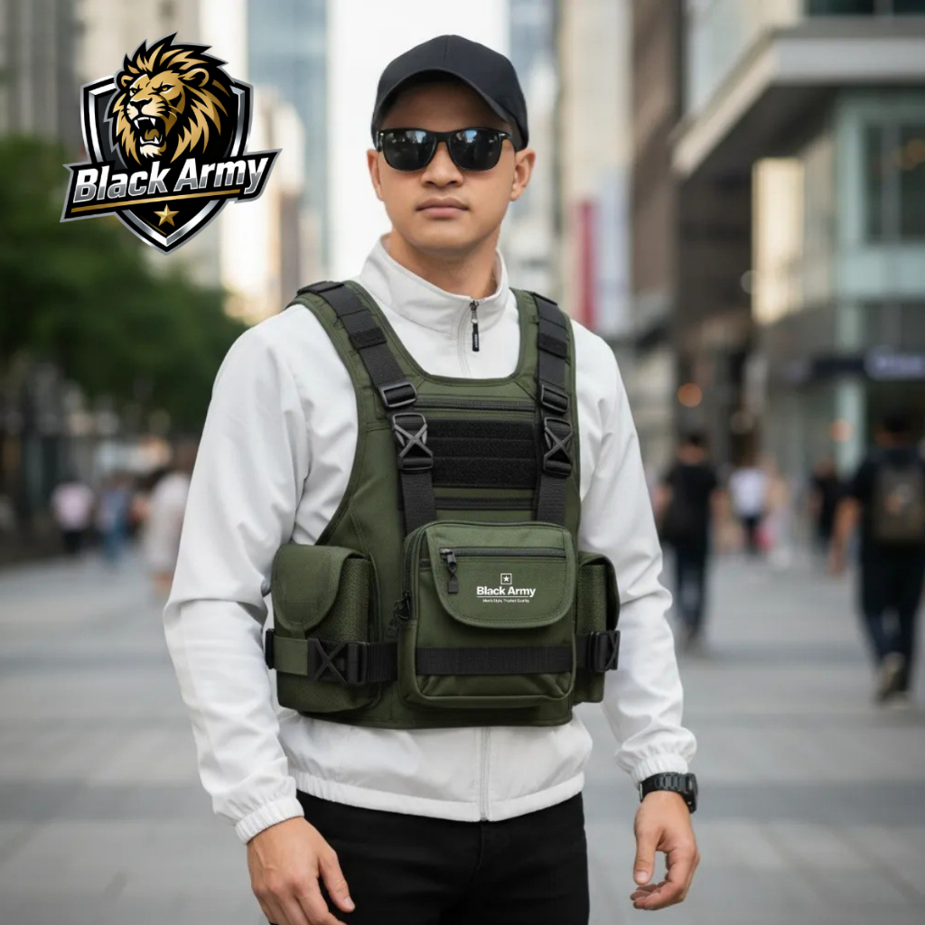 Tas Rompi Dada Pria Hijau Army Premium Chest Bag Tactical